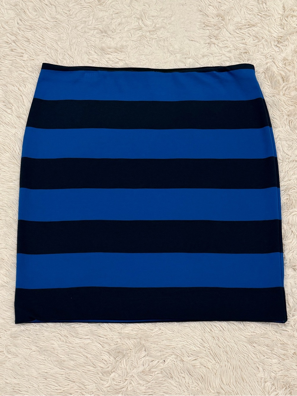 Merona Striped Pull-On Pencil Skirt Women’s XL Navy Blue Stretch Knit Office